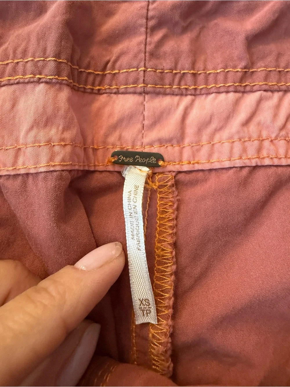 Free People Colorblock Utility Cargo Parachute Jogger Pants XS Pink Rust Boho